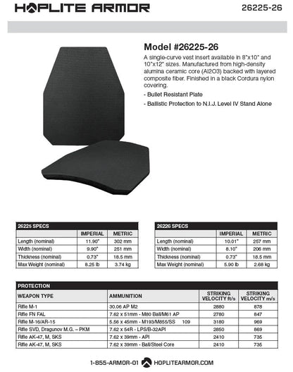 Hoplite Level IV Body Armor Combo- 26225/6 SWIMMER / Mark II Carrier Combo - ArmorLite USA